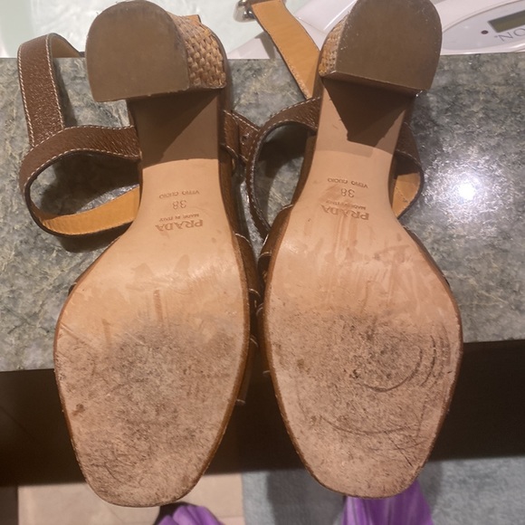 Prada Authentic Brown leather Sandals SZ 38 - Picture 3 of 7